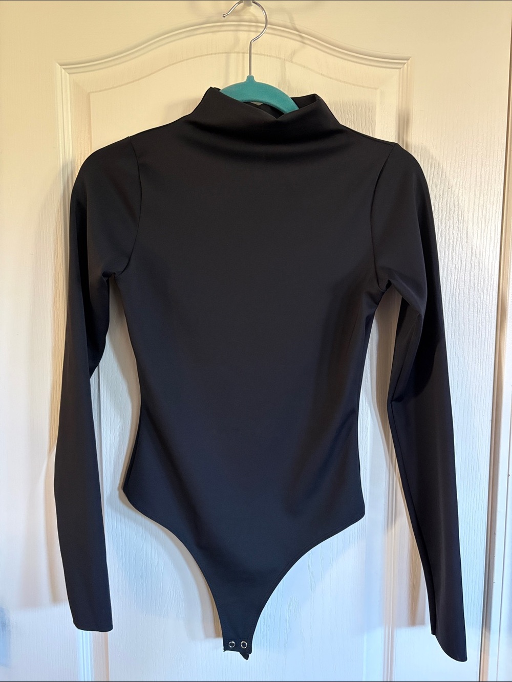 Good American scuba funnel neck long sleeve bodysuit in black